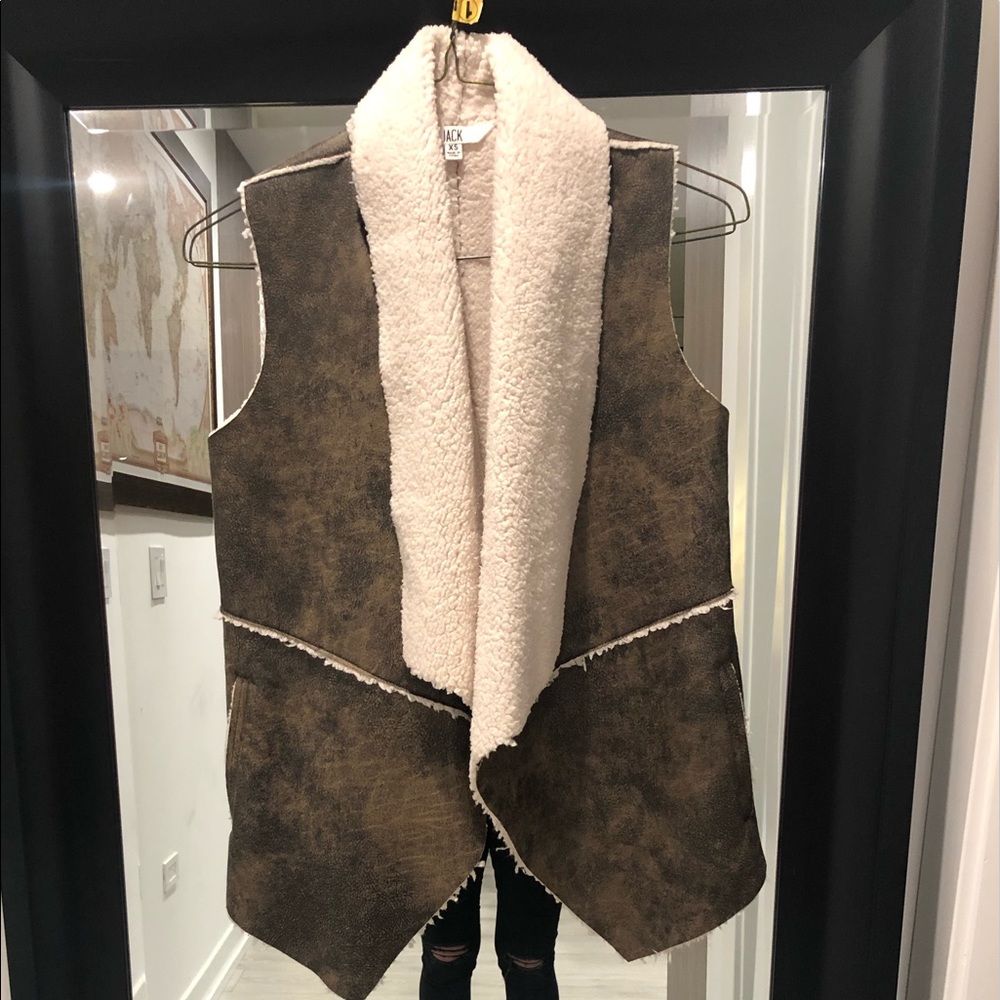 Jack Dorby Crackle Faux Suede and Shearling Vest